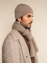 Milano (brown) - 100% cashmere ribbed beanie (unisex)
