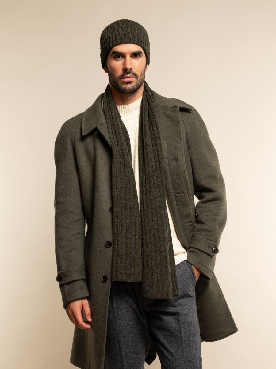 Milano (dark green) - 100% cashmere ribbed beanie (unisex)- Fratelli Orsini - Luxury Beanie - Handmade in Italy -  13