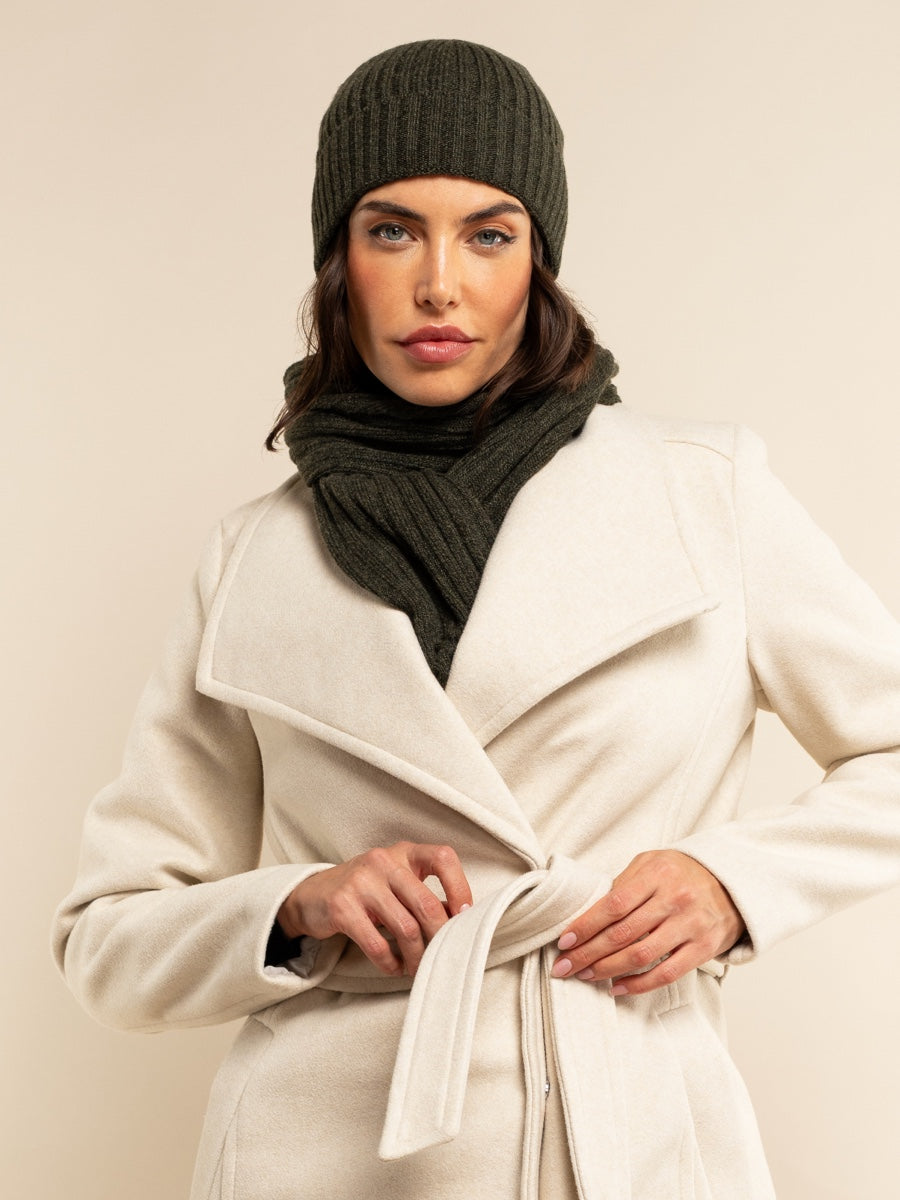 Milano (dark green) - 100% cashmere ribbed beanie (unisex)- Fratelli Orsini - Luxury Beanie - Handmade in Italy -  14