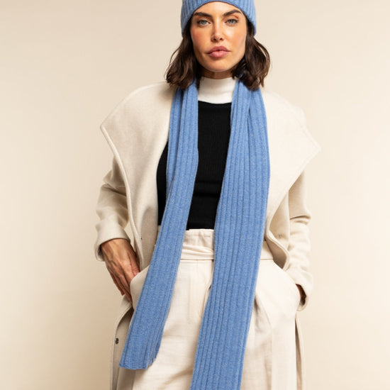 Milano (light blue) - 100% cashmere ribbed beanie (unisex)- Fratelli Orsini - Luxury Beanie - Handmade in Italy -    14