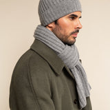 Milano (light grey) - 100% cashmere ribbed beanie (unisex)- Fratelli Orsini - Luxury Beanie - Handmade in Italy -   5