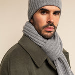Milano (light grey) - 100% cashmere ribbed beanie (unisex)- Fratelli Orsini - Luxury Beanie - Handmade in Italy -  9