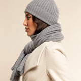 Milano (light grey) - 100% cashmere ribbed beanie (unisex)- Fratelli Orsini - Luxury Beanie - Handmade in Italy -  14
