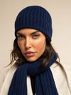 Milano (navy blue) - 100% cashmere ribbed beanie (unisex)- Fratelli Orsini - Luxury Beanie - Handmade in Italy -   10