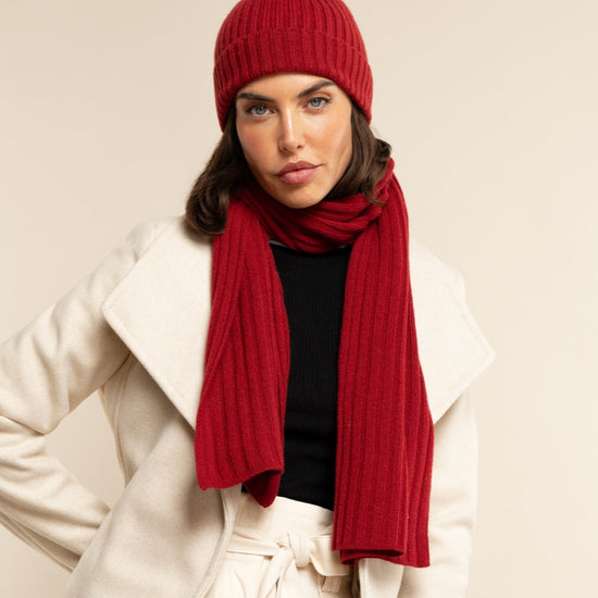 Milano (red) - 100% cashmere ribbed beanie (unisex) - Fratelli Orsini - Luxury Beanie - Handmade in Italy - 7