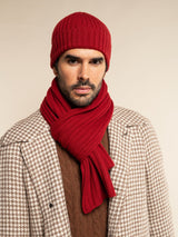 Milano (red) - 100% cashmere ribbed beanie (unisex)
