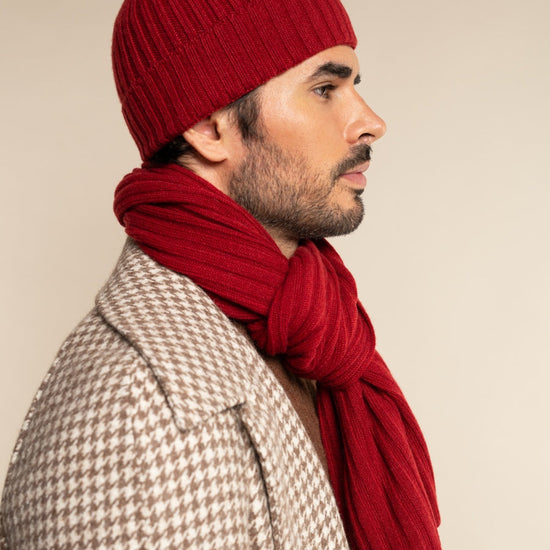Milano (red) - 100% cashmere ribbed beanie (unisex) - Fratelli Orsini - Luxury Beanie - Handmade in Italy - 10