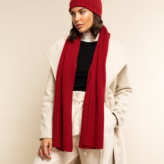 Milano (red) - 100% cashmere ribbed beanie (unisex) - Fratelli Orsini - Luxury Beanie - Handmade in Italy - 12