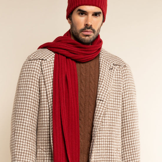 Milano (red) - 100% cashmere ribbed beanie (unisex) - Fratelli Orsini - Luxury Beanie - Handmade in Italy - 13