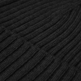 Milano (black) - 100% cashmere ribbed beanie (unisex)