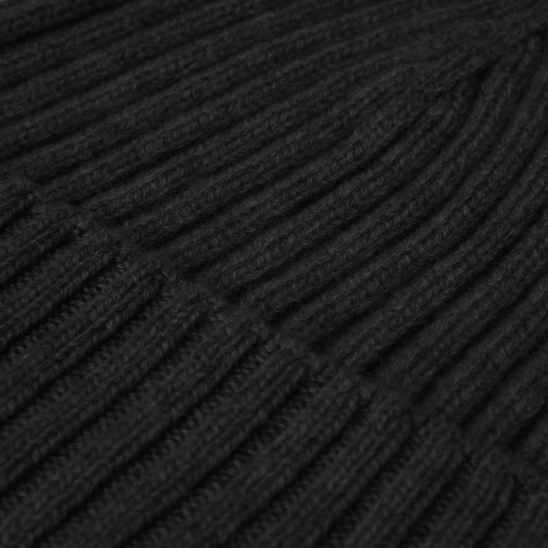 Milano (black) - 100% cashmere ribbed beanie (unisex)