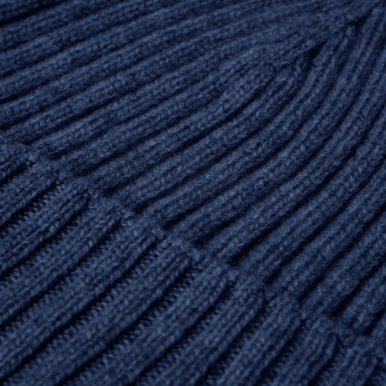 Milano (navy blue) - 100% cashmere ribbed beanie (unisex)- Fratelli Orsini - Luxury Beanie - Handmade in Italy -  3