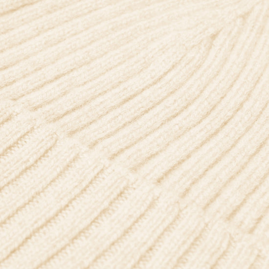 Milano (cream) - 100% cashmere ribbed beanie (unisex)  Fratelli Orsini - Luxury Beanie - Handmade in Italy - 3
