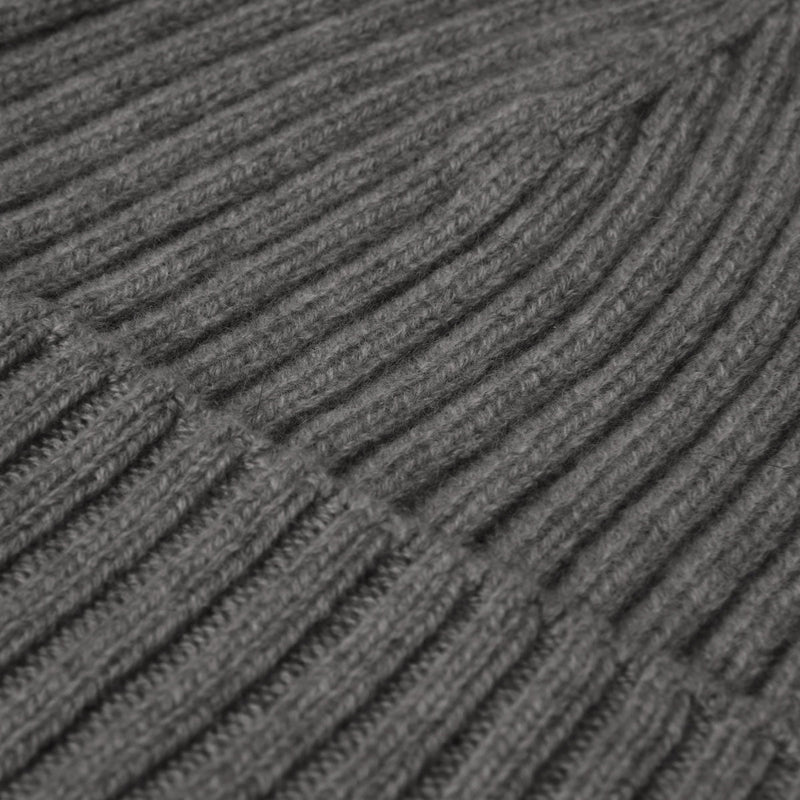 Milano (dark grey) - 100% cashmere ribbed beanie (unisex)