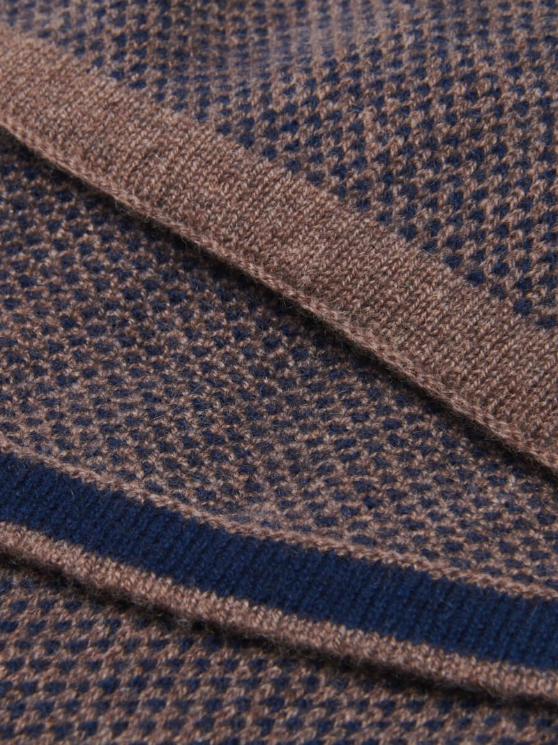 Riccardo (brown & blue) - 100% cashmere scarf with pattern