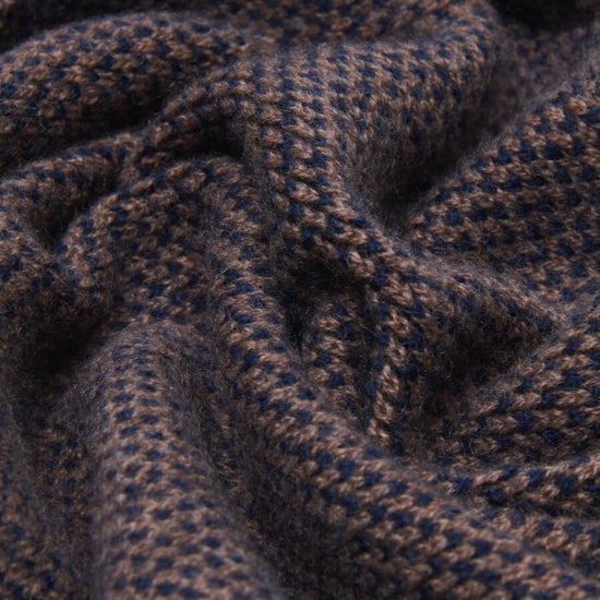 Riccardo (brown & blue) - 100% cashmere scarf with pattern - Fratelli Orsini - Luxury Cashmere Scarf - Handmade in Italy - 5