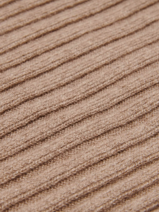 Napoli (brown) - 100% cashmere ribbed scarf (unisex) - Fratelli Orsini - Luxury Cashmere Scarf - Handmade in Italy - 2