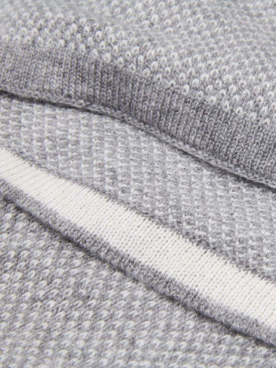 Cashmere Scarf Men Riccardo (grey & white) – Fratelli Orsini® - Luxury Leather Gloves - Made in Italy - 4