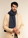 Riccardo (blue & brown) - 100% cashmere scarf with pattern - Fratelli Orsini - Luxury Cashmere Scarf - Handmade in Italy - 7