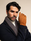 Riccardo (brown & blue) - 100% cashmere scarf with pattern - Fratelli Orsini - Luxury Cashmere Scarf - Handmade in Italy - 6