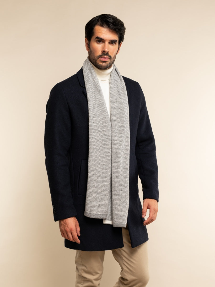 Cashmere Scarf Men Riccardo (grey & white) – Fratelli Orsini® - Luxury Leather Gloves - Made in Italy - 8