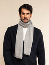 Cashmere Scarf Men Riccardo (grey & white) – Fratelli Orsini® - Luxury Leather Gloves - Made in Italy - 2