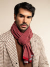 Riccardo (red & grey) - 100% cashmere scarf with pattern - Fratelli Orsini - Luxury Cashmere Scarf - Handmade in Italy - 2