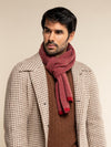 Riccardo (red & grey) - 100% cashmere scarf with pattern - Fratelli Orsini - Luxury Cashmere Scarf - Handmade in Italy - 7