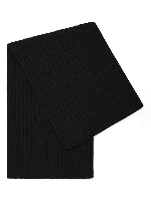 Napoli (black) - 100% cashmere ribbed scarf (unisex)