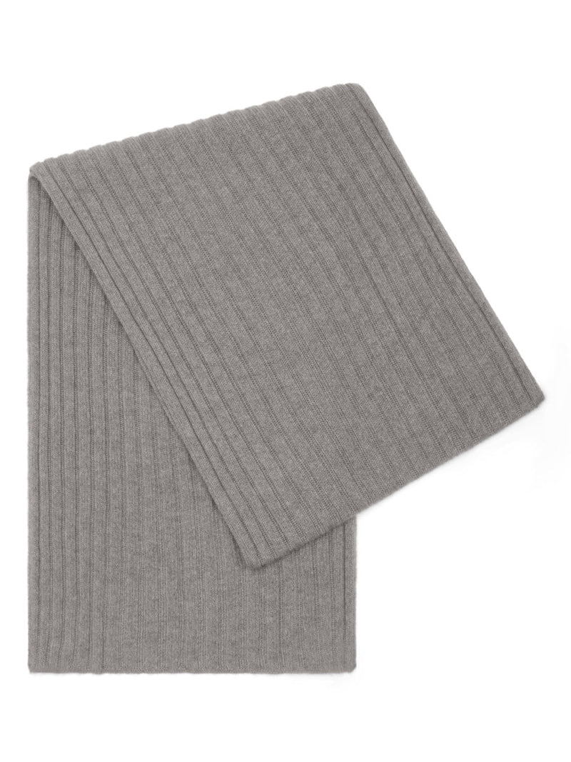 Napoli (light grey) - 100% cashmere ribbed scarf (unisex)