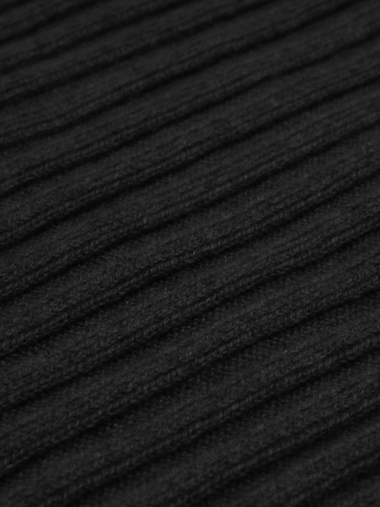 Napoli (black) - 100% cashmere ribbed scarf (unisex)  - Fratelli Orsini - Luxury Cashmere Scarf - Handmade in Italy - 2