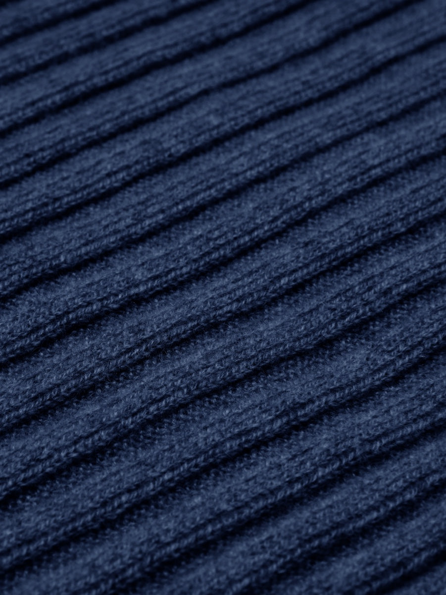 Napoli (navy blue) - 100% cashmere ribbed scarf (unisex) - Fratelli Orsini - Luxury Cashmere Scarf - Handmade in Italy - 2