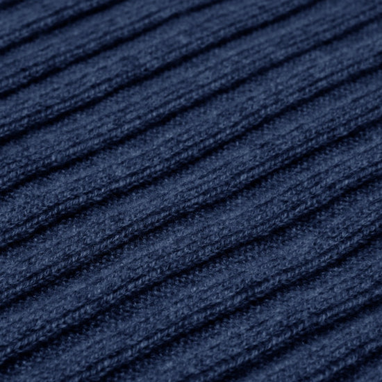 Napoli (navy blue) - 100% cashmere ribbed scarf (unisex) - Fratelli Orsini - Luxury Cashmere Scarf - Handmade in Italy - 2