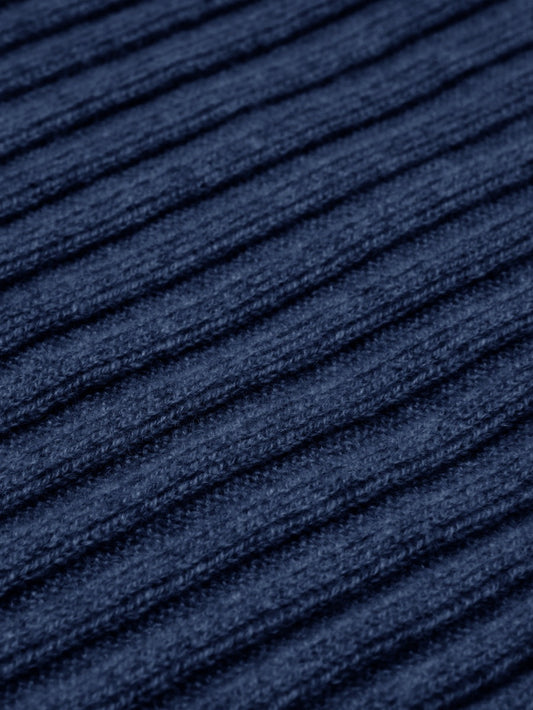 Napoli (navy blue) - 100% cashmere ribbed scarf (unisex) - Fratelli Orsini - Luxury Cashmere Scarf - Handmade in Italy - 2