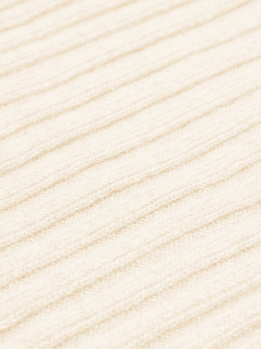 Napoli (cream) - 100% cashmere ribbed scarf (unisex) - Fratelli Orsini - Luxury Cashmere Scarf - Handmade in Italy - 2