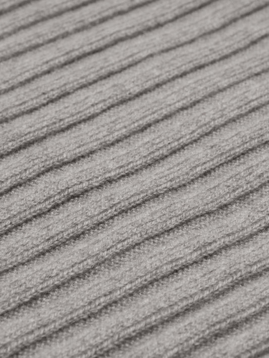Napoli (light grey) - 100% cashmere ribbed scarf (unisex) - Fratelli Orsini - Luxury Cashmere Scarf - Handmade in Italy - 2