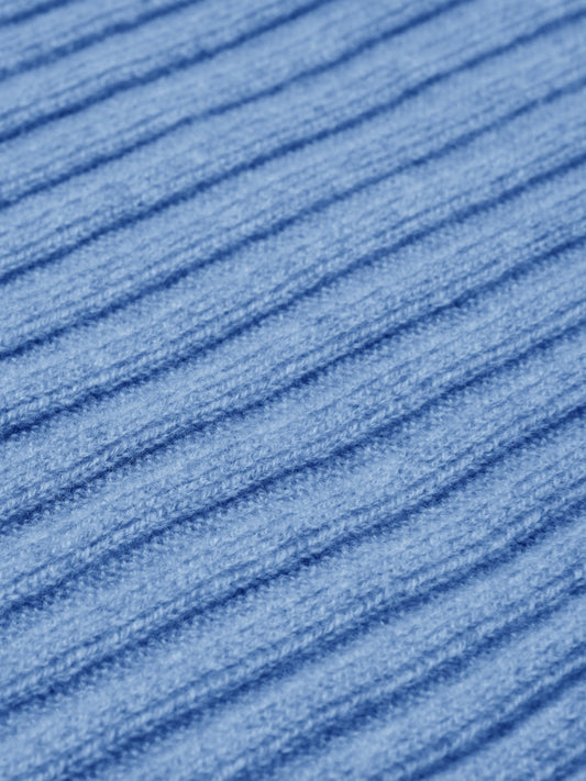 Napoli (light blue) - 100% cashmere ribbed scarf (unisex) - Fratelli Orsini - Luxury Cashmere Scarf - Handmade in Italy - 2