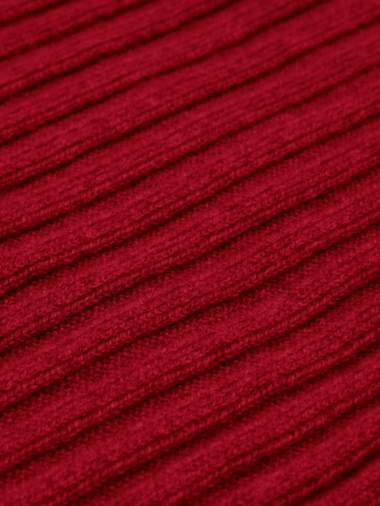 Napoli (red) - 100% cashmere ribbed scarf (unisex) - Fratelli Orsini - Luxury Cashmere Scarf - Handmade in Italy - 2