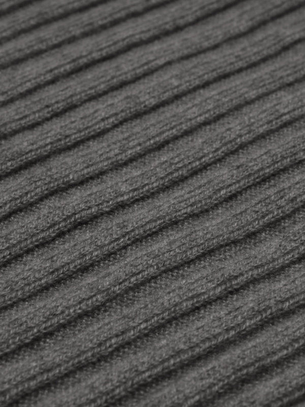 Napoli (dark grey) - 100% cashmere ribbed scarf (unisex)