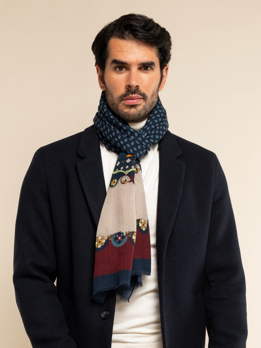 Italian Scarf Wool Men Edoardo (blue) – Fratelli Orsini® - Luxury Leather Gloves - Made in Italy - 2