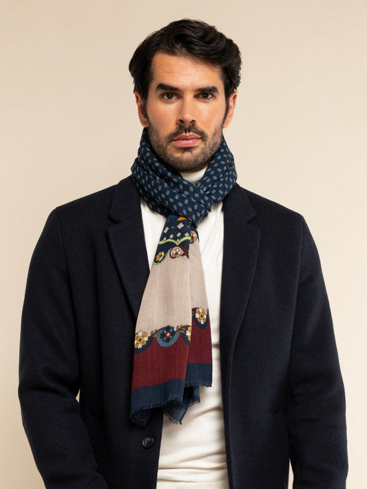Italian Scarf Wool Men Edoardo (blue) – Fratelli Orsini® - Luxury Leather Gloves - Made in Italy - 2