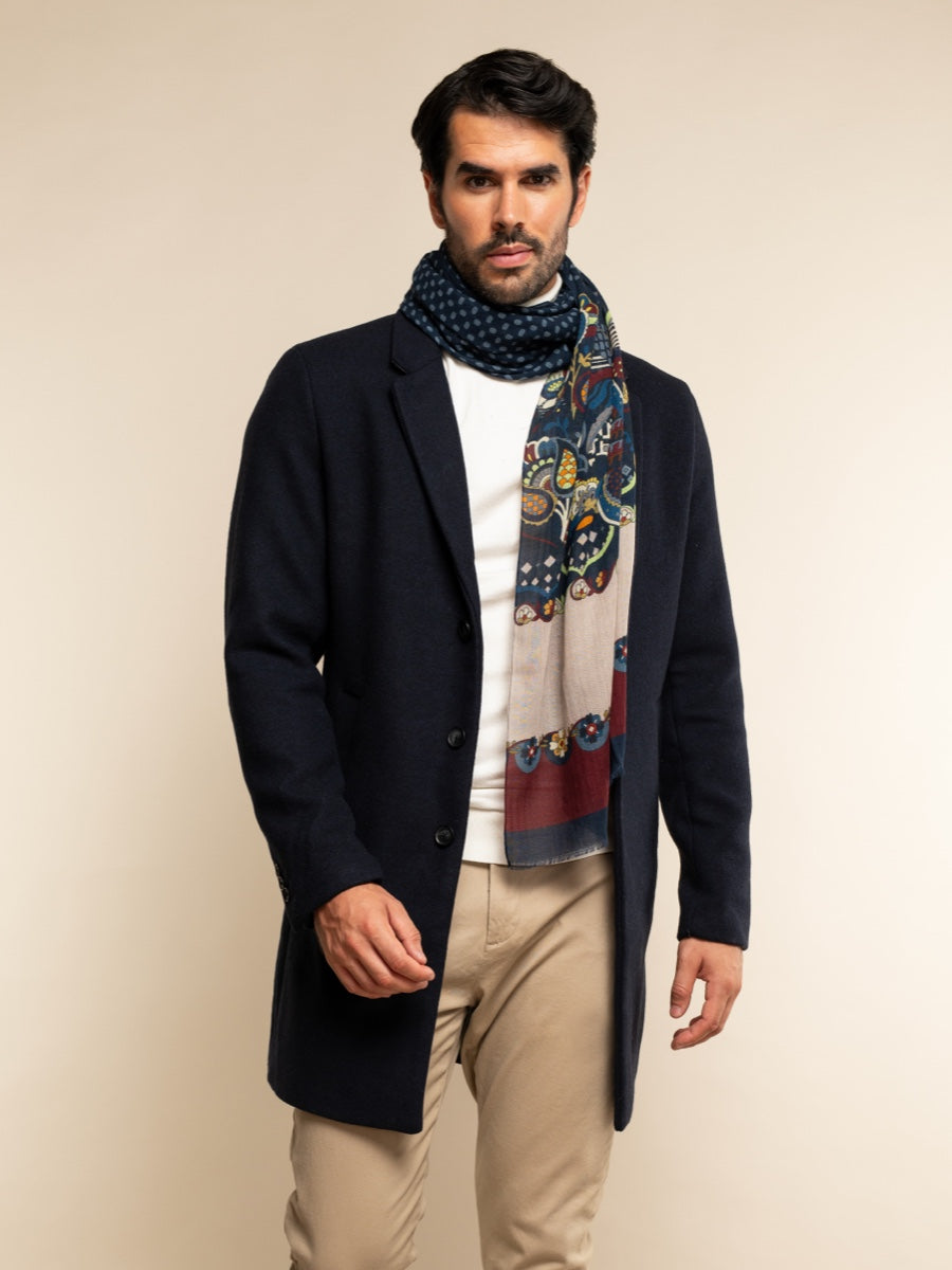 Italian Scarf Wool Men Edoardo (blue) – Fratelli Orsini® - Luxury Leather Gloves - Made in Italy - 7
