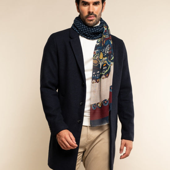 Italian Scarf Wool Men Edoardo (blue) – Fratelli Orsini® - Luxury Leather Gloves - Made in Italy - 7
