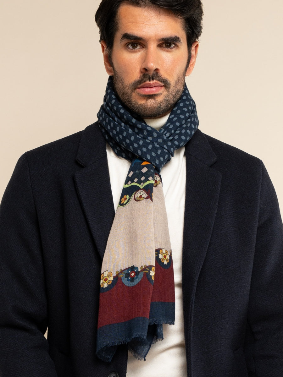 Italian Scarf Wool Men Edoardo (blue) – Fratelli Orsini® - Luxury Leather Gloves - Made in Italy - 10