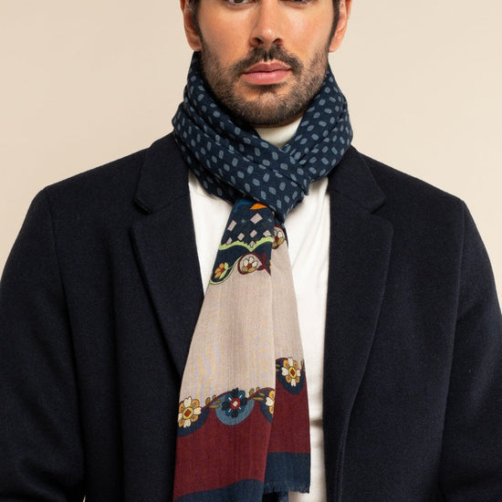 Italian Scarf Wool Men Edoardo (blue) – Fratelli Orsini® - Luxury Leather Gloves - Made in Italy - 10