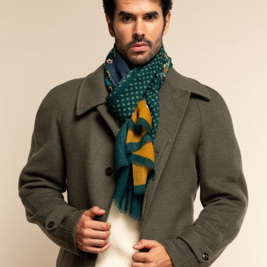 Edoardo (dark green) - soft and lightweight Italian scarf from 100% wool - Fratelli Orsini - Luxury Italian Scarf - Handmade in Italy - 2