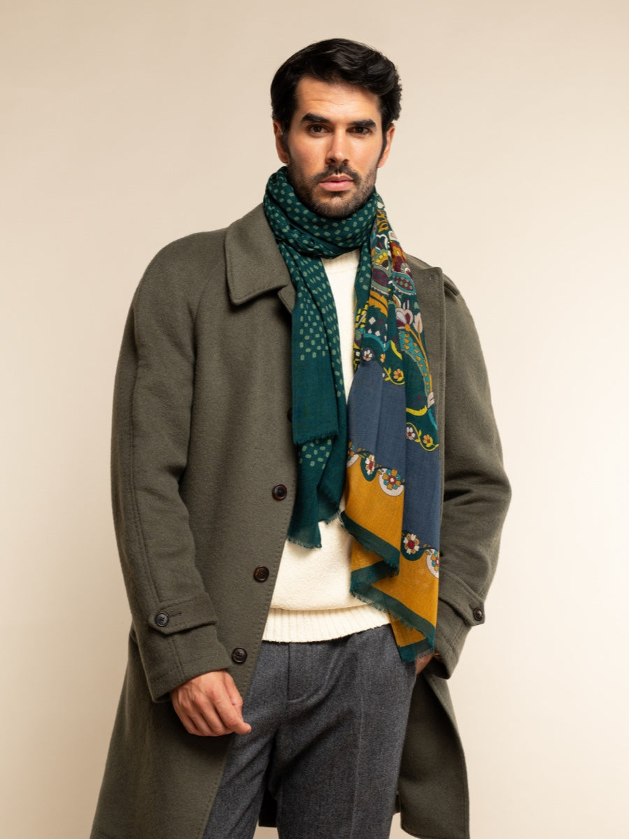 Edoardo (dark green) - soft and lightweight Italian scarf from 100% wool - Fratelli Orsini - Luxury Italian Scarf - Handmade in Italy - 7