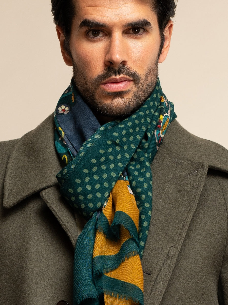 Edoardo (dark green) - soft and lightweight Italian scarf from 100% wool - Fratelli Orsini - Luxury Italian Scarf - Handmade in Italy - 8