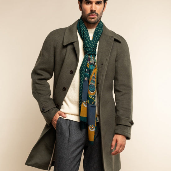 Edoardo (dark green) - soft and lightweight Italian scarf from 100% wool - Fratelli Orsini - Luxury Italian Scarf - Handmade in Italy - 9