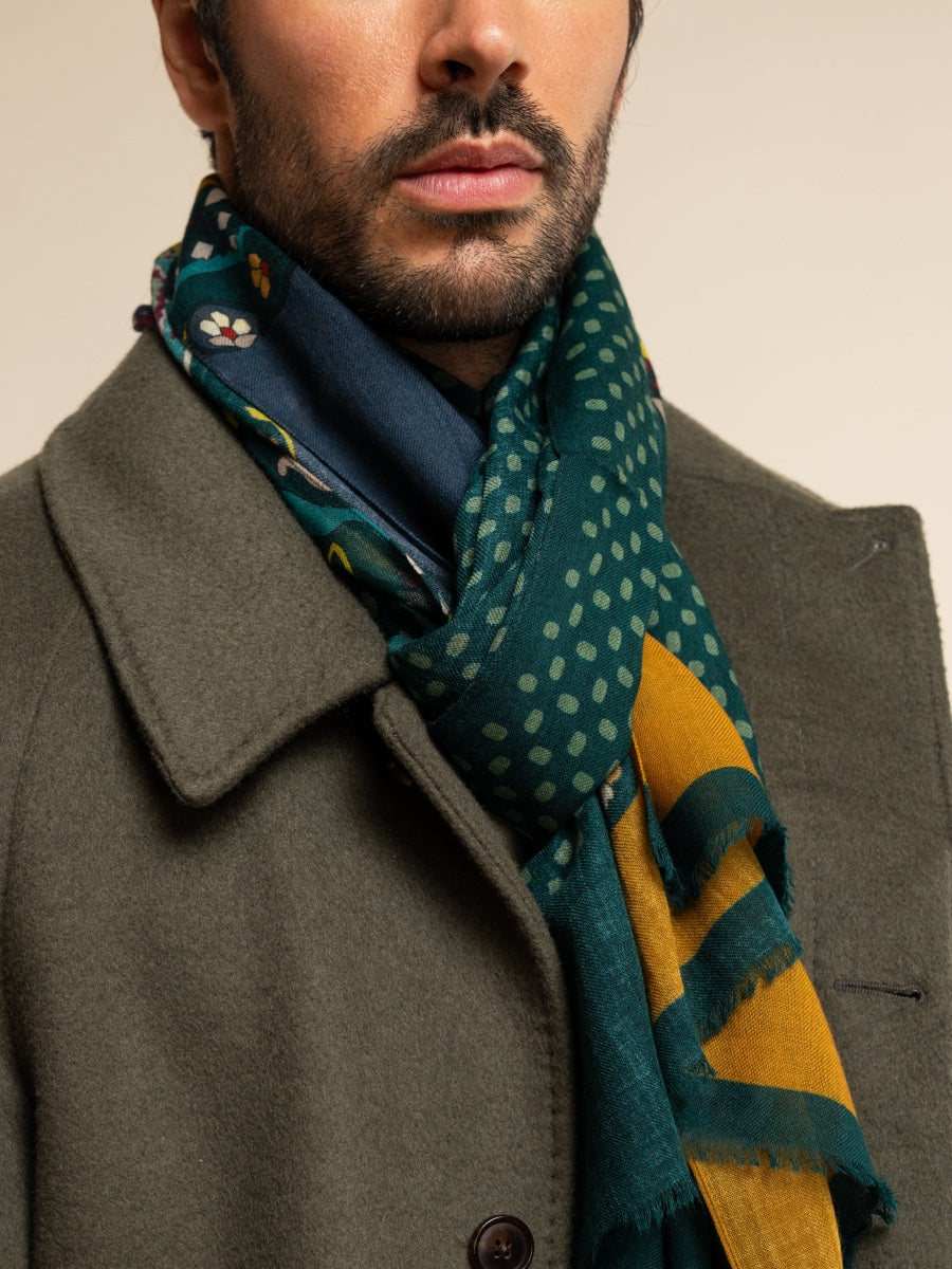 Edoardo (dark green) - soft and lightweight Italian scarf from 100% wool - Fratelli Orsini - Luxury Italian Scarf - Handmade in Italy - 10